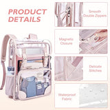 mommore Clear Backpack for School 17" Heavy Duty Transparent Bookbag