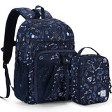 VASCHY Kids Backpack Lunch Bag Set, 2-1 School Bookbag Insulated Lunch Box for Toddlers,Preschool,Daycare,Kindergarten,Elementary School Navy