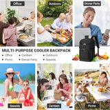 NECKORY Cooler Backpack, Lightweight and Large Capacity Soft Backpack Cooler, Leak Proof Bag for Men Women, Waterproof Insulated Lunch Bag Portable for Camping Traveling Hiking Office (Black)