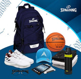 Spalding Basketball Backpack Sports Bag | Large Navy Backpack with Shoe and Ball Compartment | Use for Sport Accessories and Stuff | Basketball Gifts for Sports Players