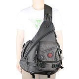 Kawei Knight Large Sling Bag Laptop Backpack Cross Body Messenger Bag Shoulder Travel Rucksack (A-Black)