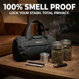 SafeDelux Smell Proof Bag with Combination Lock, Odorless Activated Carbon Fiber Smell Proof Container, Portable Stash Box for Travel, Home, Office & Gifts (Black1)