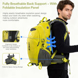 Farmer&Donkey Hiking Backpack, 40L Waterproof Camping Backpack with Packable Back Panel & Rain Cover, Men Women Rucking Backpacking Backpack Outdoor Sport Lightweight Travel Daypack for