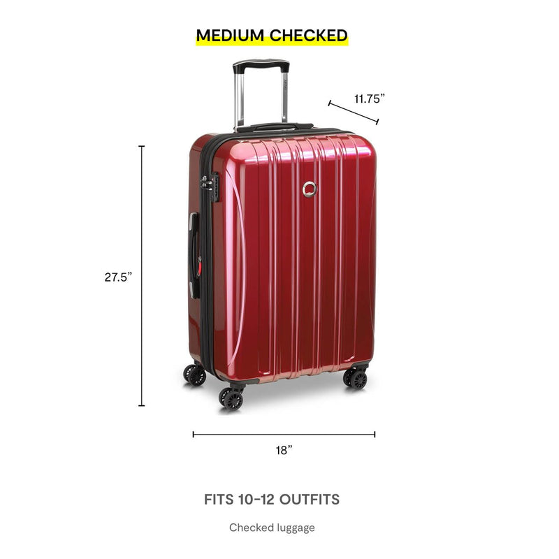 DELSEY PARIS Helium Aero Hardside Expandable Luggage with Spinner Wheels, Brick Red, Checked-Medium 24 Inch