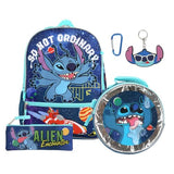 BIOWORLD Unisex Lilo & Stitch 5 Piece Backpack Set (Little Kid/Big Kid), Purple, One size