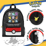 Pokemon Backpack for Kids Teens Boys Girls Pikachu Anime Bookbag Daypack Bag School Sports Gifts for Kids (Black/Red)