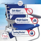 Rio Brands ASC529-46-1 4-Position Backpack Lace-Up Suspension Folding Beach Chair 44.7" x 25.5" x 26.5" Light Blue