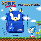 AI ACCESSORY INNOVATIONS Sonic Backpack for Boys & Girls, Bookbag with Adjustable Shoulder Straps & Padded Back,16 Inch Schoolbag with 3D Features, Blue