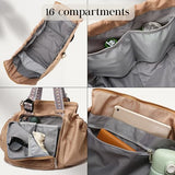 Diaper Bag Tote for Women, Large Capacity Multipurpose Tote with 16 Compartments, Convertible Backpack & Shoulder Bag for Work, Commute, Short Travel & Car Organizer (Chocolate Brown)