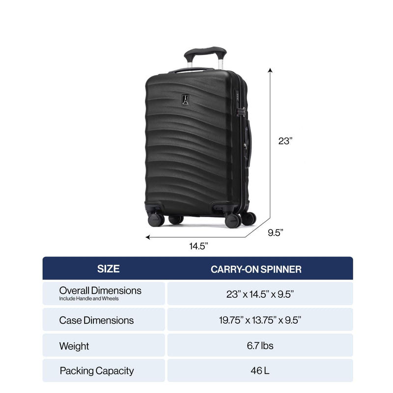 Travelpro Maxlite Air V2 Hardside Expandable Carry on Luggage, 8 Spinner Wheels, Lightweight Hard Shell Suitcase, TSA lock, Black, Carry On 20-Inch