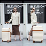 Kono Checked Luggage 28in Expandable Hardside TSA Lock Cream