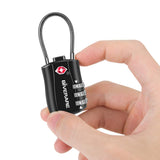 GIVERARE TSA Approved Luggage Locks, Combination Travel Cable Lock, Re-settable 3-Digit Padlocks with Alloy Body, Keyless Travel Sentry Accepted Padlock for Gym Locker, Golf Bag Case, Backpack-Black