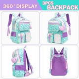 Meetbelify Aesthetic Backpack for Elementary Student with Lunch Box - Cute Bookbag for Girls 8-10