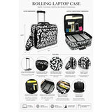 World Traveler Rolling 17-Inch Laptop Briefcase Computer Case - Black Trim Damask