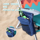 GREEN PARTY Backpack Beach Chairs 2 Pack Aluminum Folding Reclining Beach Chairs with 4 Positions Classic Lay Flat, Cooler Bag, Towel Bar and Armrest for Outdoor Camping Lawn, Support 255LBS