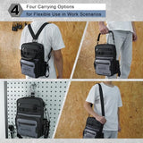 MELOTOUGH Small Tool Backpack for Men 30 Multi-Storage Pockets Heavy Duty Tool Bag Backpack with Dual-Form Shoulder Strap for Electrician, HVAC, Technician - Water Resistant (Grey)
