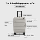 Away Softside Bigger Carry-On Suitcase, 23 Inch Expandable High-Strength Nylon Luggage With Spinner Wheels, Meets Requirements for Most Major Airlines, Cloud Gray