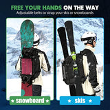 Hikenture Ski Boot Bag Backpack, 50L Padded Ski Bag Snowboard Boot Bag with Drain Holes, Large Capacity Water-Resistant Ski Travel Bag for Ski Boots, Helmet, Goggles, Clothes, Gloves, Snowboard Gear