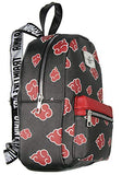 Bioworld Naruto Akatsuki Sasuke Red Cloud Anti Leaf Faux Saffiano Leather Mini Backpack Bag