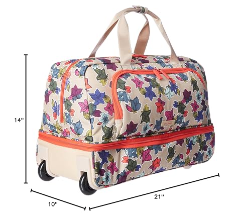 Vera Bradley Women's Lighten Up Wheeled Duffle Carry-on Luggage, Falling Flowers Neutral, One Size