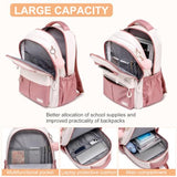 RJEU Backpack for School, Water Resistant Ergonomic Cute Bookbag for Teen Girls, College, Middle & High School Students Bookbag, Anti-Theft 15.6 Inch Laptop Backpack