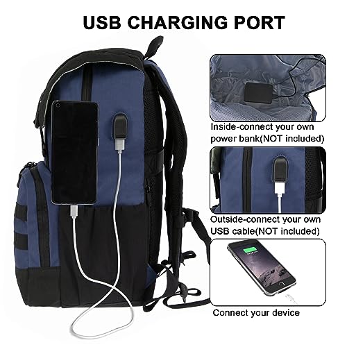 WOLT Laptop Backpack with USB Charging Port Fits Up to 17 Inch Laptop, College Backpack for Men Women, Computer Business Bookbag, Navy