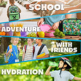 Minecraft Boys Backpack 5 Pc Gift Set, Creeper School Bookbag, Lunch Bag, Water Bottle, Keychain and Lanyard (Green AOP)