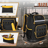 Marscamd Tool Backpack with Hard Bottom and a Tool Pouch, Heavy Duty Tool Bag with Multiple Pockets and Laptop Sleeve, Black