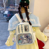 Lifelix Y2K Ita Bag Backpack for Girls with Pin Display Insert - Kawaii Anime Cosplay Backpack for School, College, Travel (White Blue)