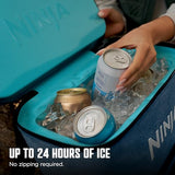 Ninja Backpack Cooler | FrostVault Go 24 Can Soft Cooler | Leakproof Zipper with Built in Can Opener, 2 Ice Packs & Dry Storage Drawer | for Hiking, Camping & More | Halocline Green | FF124TL