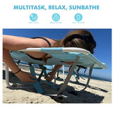 3 in 1 Women Comfort Backpack Beach Tanning Lounge Chair with Cushion Face Hole Softer Padded Adjustable Washable, Folding Layout Sun Chair for Adults Outside Reading Sunbathing Poolside, 6 Position