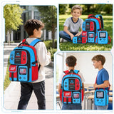 Duzieda Boys Backpack with Lunch Box, 4 PCS Gamer Boys Backpack for Elementary Middle School, 17 Inch School Bags for Kids