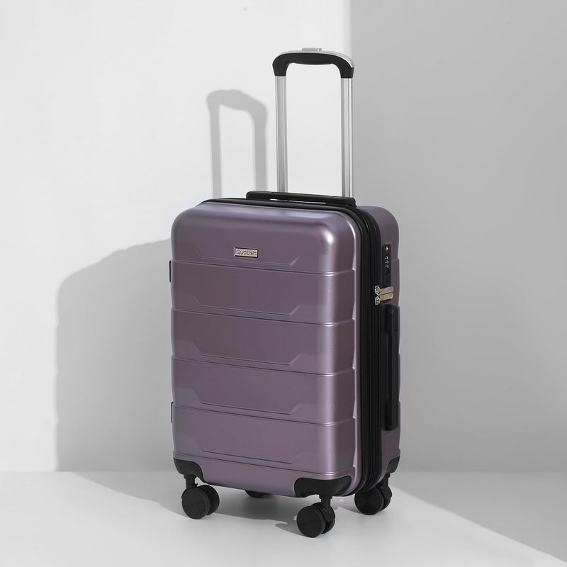 Quatish Carry On Luggage 22x14x9 Airline Approved with Spinner Wheels, 22 inch Expandable Hard Shell Suitcase with TSA Lock, Smooth Rolling Wheel for Lightweight Travel for Men Women, Purple
