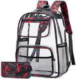 Bluboon Clear Backpack Heavy Duty Kids Boys Clear Bookbag See Through Backpacks with Pencil Case for College Work (Transparent Red)