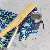 Tommy Bahama 2-Pack 4-Position Extended 12.8" seat Height Easy in-Easy Out Folding Backpack Beach Chair, Blue Tropical Leaves