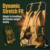 EAGWON Foldable Aluminum Hunting Pack Frame, Lightweight External Frame Hiking Backpacks, Alice Pack, Hunting Backpack Frame for Travel, Outdoor, Khaki