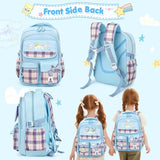 KIEAL 16.5/19IN School Backpack for Girls with 24Pcs Accessories, Anti-Theft Kids Backpack for Students, New Semester Presents with Pins and Card Holder