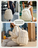 Movker Quilted Tennis Gym Backpack for women Tennis Bag Holds 2 Rackets with Top Panel & Ventilated Shoe Compartment Sports Duffle Bags with Wet Pocket & Fence Hook (Beige)