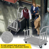 Gilprop Hotel Luggage Cart Bellman's Cart Rectangular Steel Deluxe Platform Truck Holds 850lbs of Luggage (Grey)