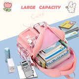 PRLINJSK Girls Backpack，Cute School Backpack for Girls Kids Teens，Kawaii Bookbag for Primary Elementary，Purple