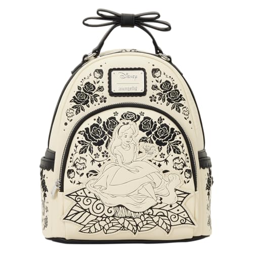 Loungefly Disney: Alice in Wonderland - Embroidered Floral Mini Backpack with 3D Bow - Great for Kids & Adults - Collectible Bags | Backpacks4Less