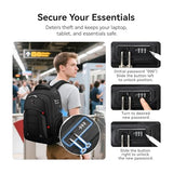 Verlenpaple CROSSGEAR Travel Laptop Backpack for Men, Large Anti-theft Commuter Laptop Backpack, Fit 15.6 Inch Computer, Charging Port, Water Resistant, Business Work Casual Daypack for Women, Black