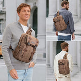 WITZMAN Sling Bag for Men Large Canvas Crossbody Bag with USB Charging Port