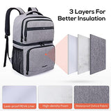 TOURIT Backpack Cooler with Double Decks, Insulated Cooling Bag for Lunch,Waterproof Lightweight for Men to Camping, Picnic, Hiking, Beach Park, Light Grey