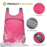 SUIKIHUM 20L Ultra Hiking-Daypack Lightweight Foldable Travel Packable Backpack for Camping Cycling Outdoor,rose Red
