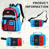 TILYTADLY School Backpack for Boys - 4PCS Gamer Boys Backpack with Lunch Box Set for Elementary Middle School - Students Bag for Ages 6-18,18″ Video Game Bookbag Travel Back Pack