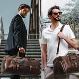 S-ZONE Genuine Leather Travel Duffle Bags for Men Women Carry On Garment Weekender Bags(Dark Brown)