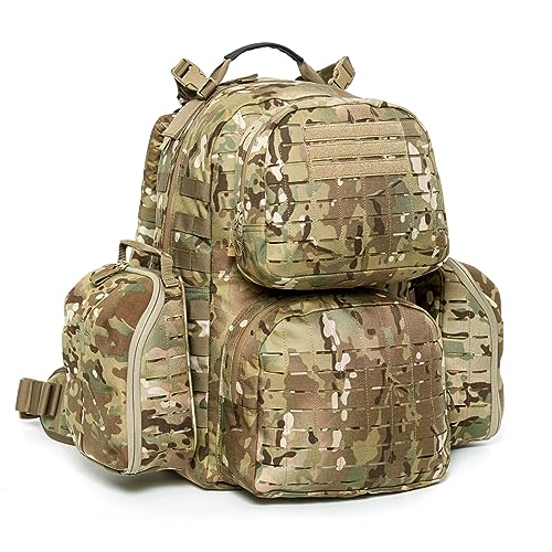 MT Military MOLLE 2 Medium Rucksack with External Frame 2.0 3Day Army Medium Ruck, Assault Backpack with medical pack for Camping, Hiking, Bug Out