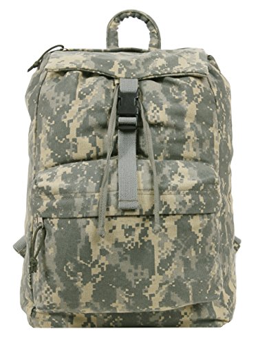 Rothco Canvas Daypack – Heavy-Duty Cotton Canvas Backpack for Hiking, Camping, Traveling, and Daily Use – 34L Capacity, ACU Digital Camo