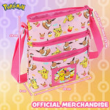 Pokemon Cross Body Bag for Girls Pikachu Eevee Pink Shoulder Bag Kids Girls Accessories Adjustable Strap Bags for Girls Official Merchandise Pokemon Gifts